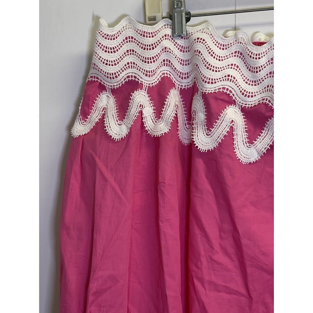 Crown Ivy Off Shoulder Shirt Women's XL Pink Crochet Lace Trim Cotton 3/4 Sleeve - Picture 3 of 5